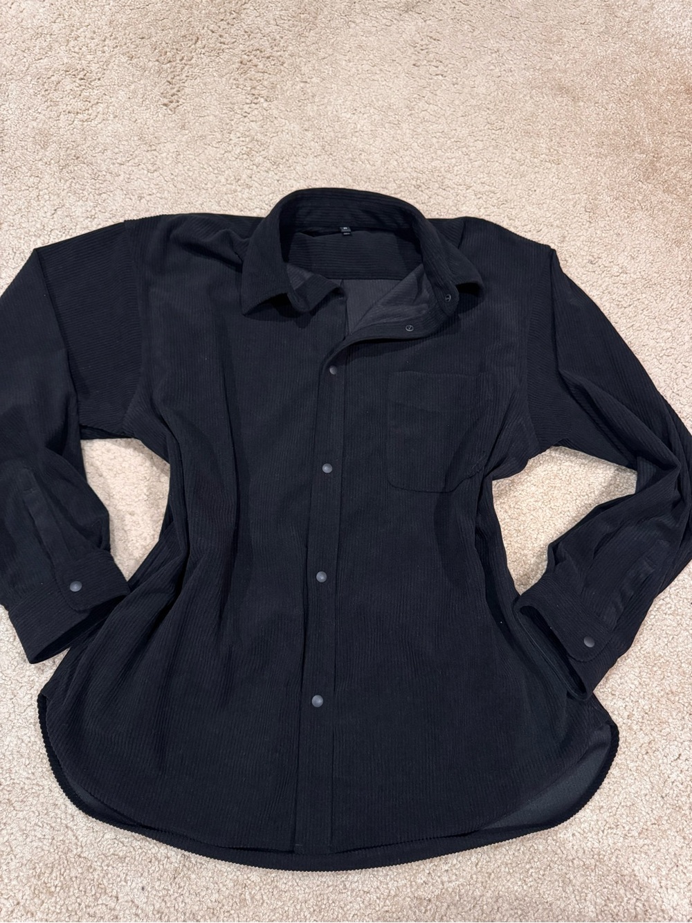 Black Button-Up Corduroy Shirt